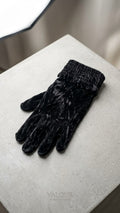 Luxurious Black Crushed Velvet Gloves (Pack of 12)