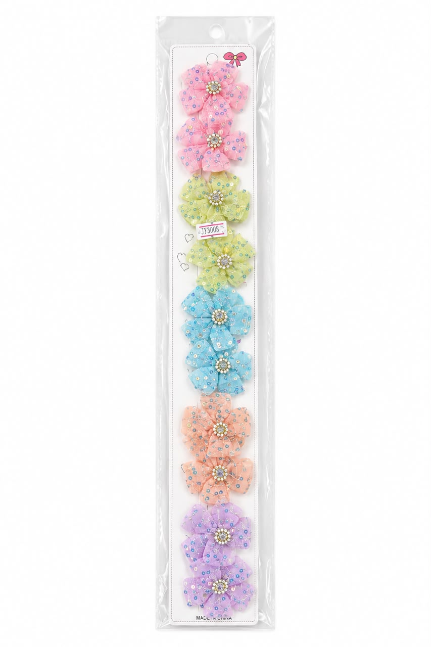 Multicolor Floral Hair Clips for Girls – (Pack of 10)