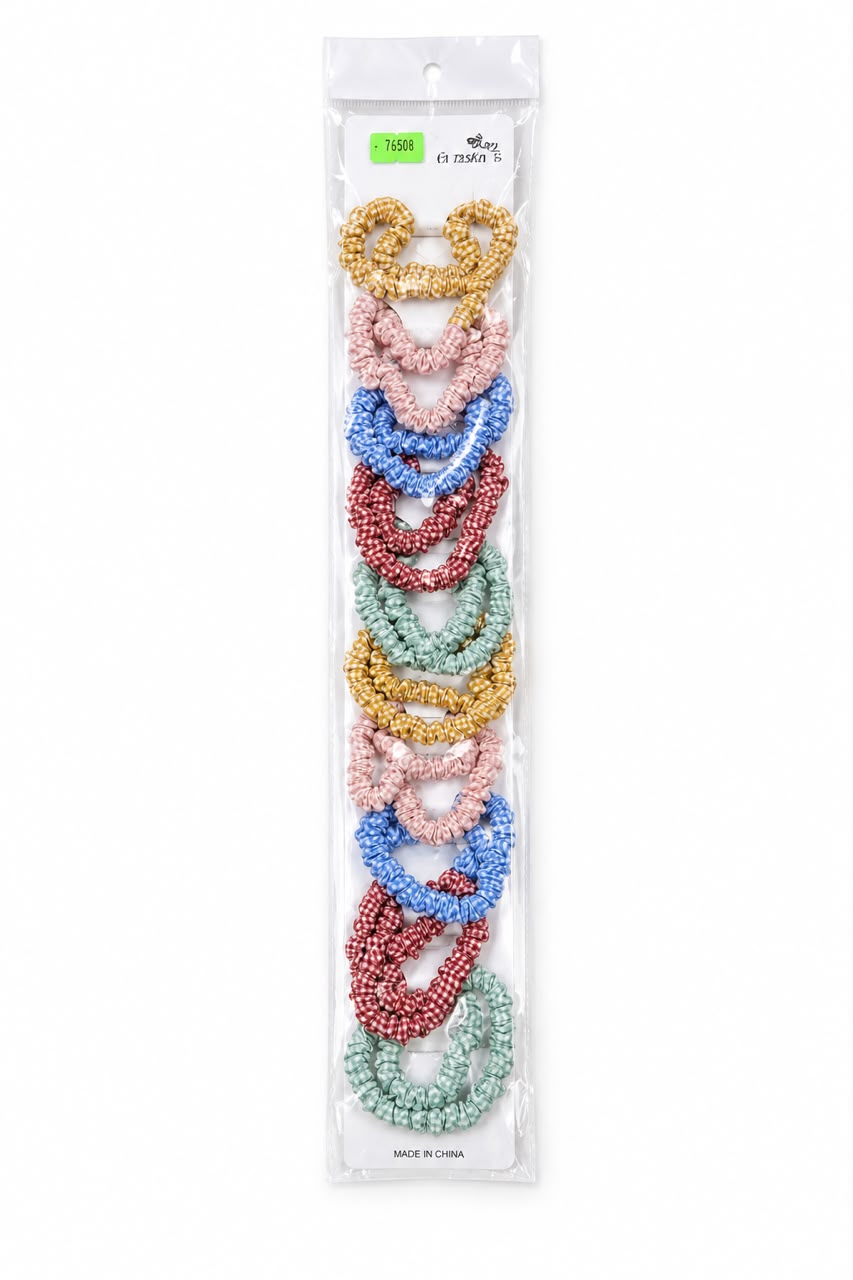 Multicolor Printed Fabric Hair Scrunchies Set of 10